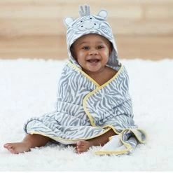 Just Born By Gerber® Welcome To The Circus Zebra Hooded Bath Wrap Baby Neutral