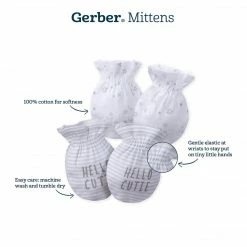 Gerber® 4-Pack Baby Boys Lion Organic No Scratch Mittens BabyPreemie - 24M