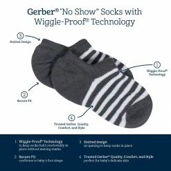 Hot Sale 🌟 Gerber® 8-Pack White Jersey Wiggle Proof® No Show 🧦 Socks 🤩 5 Gerber® 8-Pack White Jersey Wiggle Proof® No Show Socks