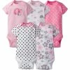 Gerber® 5-Pack Girls Elephant Short Sleeve Onesies® Bodysuits