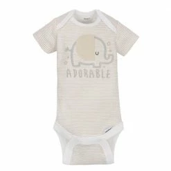 Gerber® BabyPreemie - 24M 5-Pack Neutral Grey Elephant Short Sleeve Onesies® Bodysuits