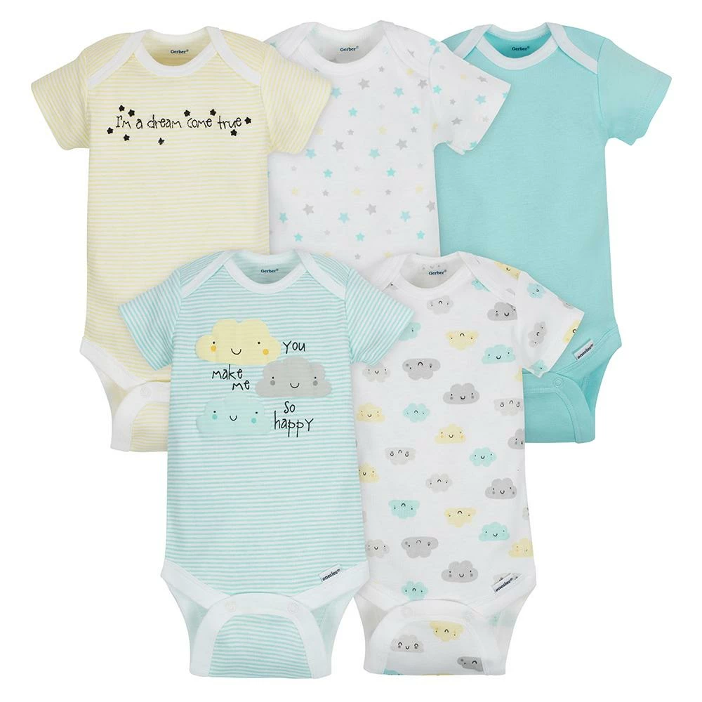 New ✨ Gerber® BabyPreemie - 24M 5-Pack Short Sleeve Clouds Onesies® Bodysuits 👏 1 Gerber® BabyPreemie - 24M 5-Pack Short Sleeve Clouds Onesies® Bodysuits