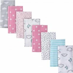 Gerber® BabyPreemie - 24M 8-Pack Baby Girls Clouds Flannel Burp Cloths
