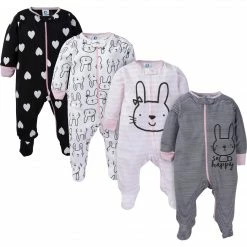 Gerber® 4-Pack Baby Girls Pink Bunny Sleep N' Play BabyPreemie - 24M