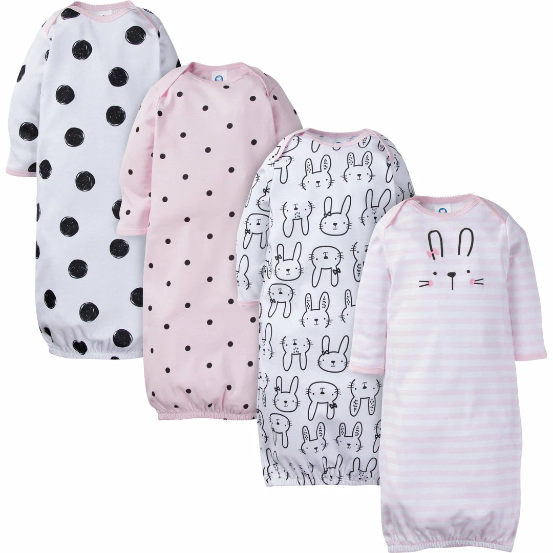 Top 10 ✔️ Gerber® 4-Pack Baby 👧 Girls Bunny Gowns 🧨 1 Gerber® 4-Pack Baby Girls Bunny Gowns