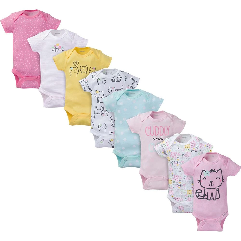 Brand new 🥰 8-Pack Baby Girl Kitty Short Sleeve Onesies® Brand Bodysuits BabyPreemie - 24M 🌟 1 8-Pack Baby Girl Kitty Short Sleeve Onesies® Brand Bodysuits BabyPreemie - 24M