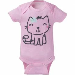 8-Pack Baby Girl Kitty Short Sleeve Onesies® Brand Bodysuits BabyPreemie - 24M