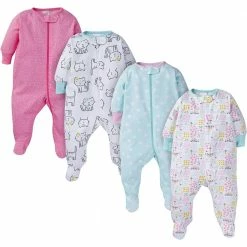 Onesies® Brand 4-Pack Baby Girl Kitty Sleep N' Play BabyPreemie - 24M