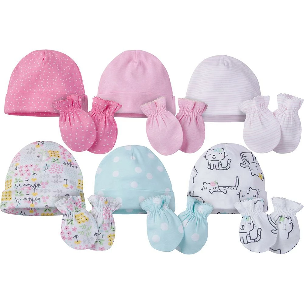 Best Pirce 🎉 Onesies® Brand 12-Piece Baby Girl Kitty Cap And Mitten Set 🧨 1 Onesies® Brand 12-Piece Baby Girl Kitty Cap And Mitten Set