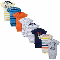 BabyPreemie - 24M 8-Pack Baby Boy Short Sleeve Puppy Onesies® Brand Bodysuits
