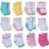 Onesies® Brand BabyPreemie - 24M 12-Pack Baby Girls Multi-Colored Jersey Crew Socks