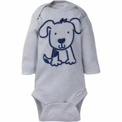 6-Pack Baby Boy Puppy Long Sleeve Onesies® Brand Bodysuits