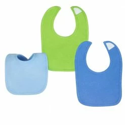 Gerber® BabyPreemie - 24M 3-Pack Boys Solid Blue & Green Dribbler Bibs