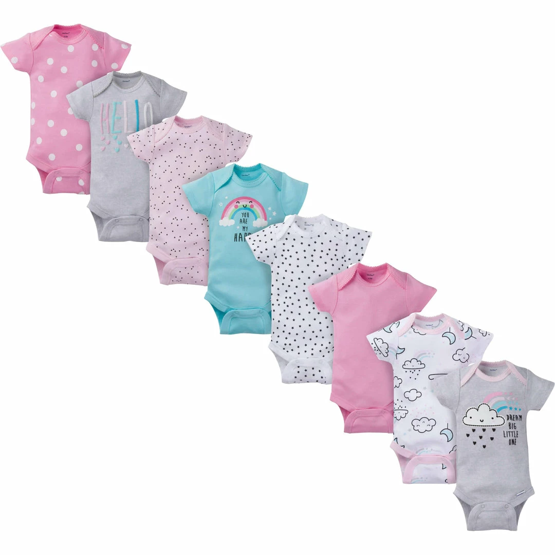 Best deal 🥰 Gerber® BabyPreemie - 24M 8-Pack Baby 👧 Girls Clouds Short-Sleeve Onesies® Bodysuits 🤩 1 Gerber® BabyPreemie - 24M 8-Pack Baby Girls Clouds Short-Sleeve Onesies® Bodysuits