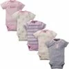 Gerber® 5-Pack Baby Girls Bunny Short Sleeve Organic Onesies® Bodysuits