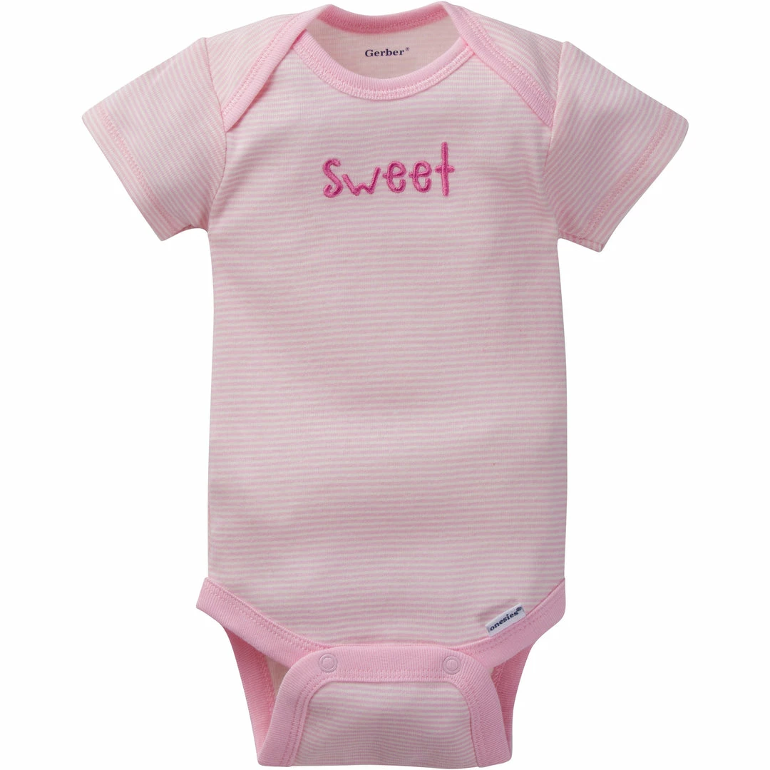 Best deal 🤩 Gerber® 5-Pack Baby 👧 Girls Bunny Short Sleeve Organic Onesies® Bodysuits 💯 2 Gerber® 5-Pack Baby Girls Bunny Short Sleeve Organic Onesies® Bodysuits