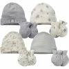 Gerber® 8-Piece Neutral Sheep Organic Cap And Mitten Set BabyPreemie - 24M