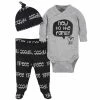 Gerber® 3-Piece Baby Boys Comfy Stretch Badger Onesies® Bodysuit, Footed Pant And Cap Set