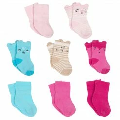 Gerber® 8-Pack Girl's Kitty Wiggle Proof® Jersey Crew Socks BabyPreemie - 24M