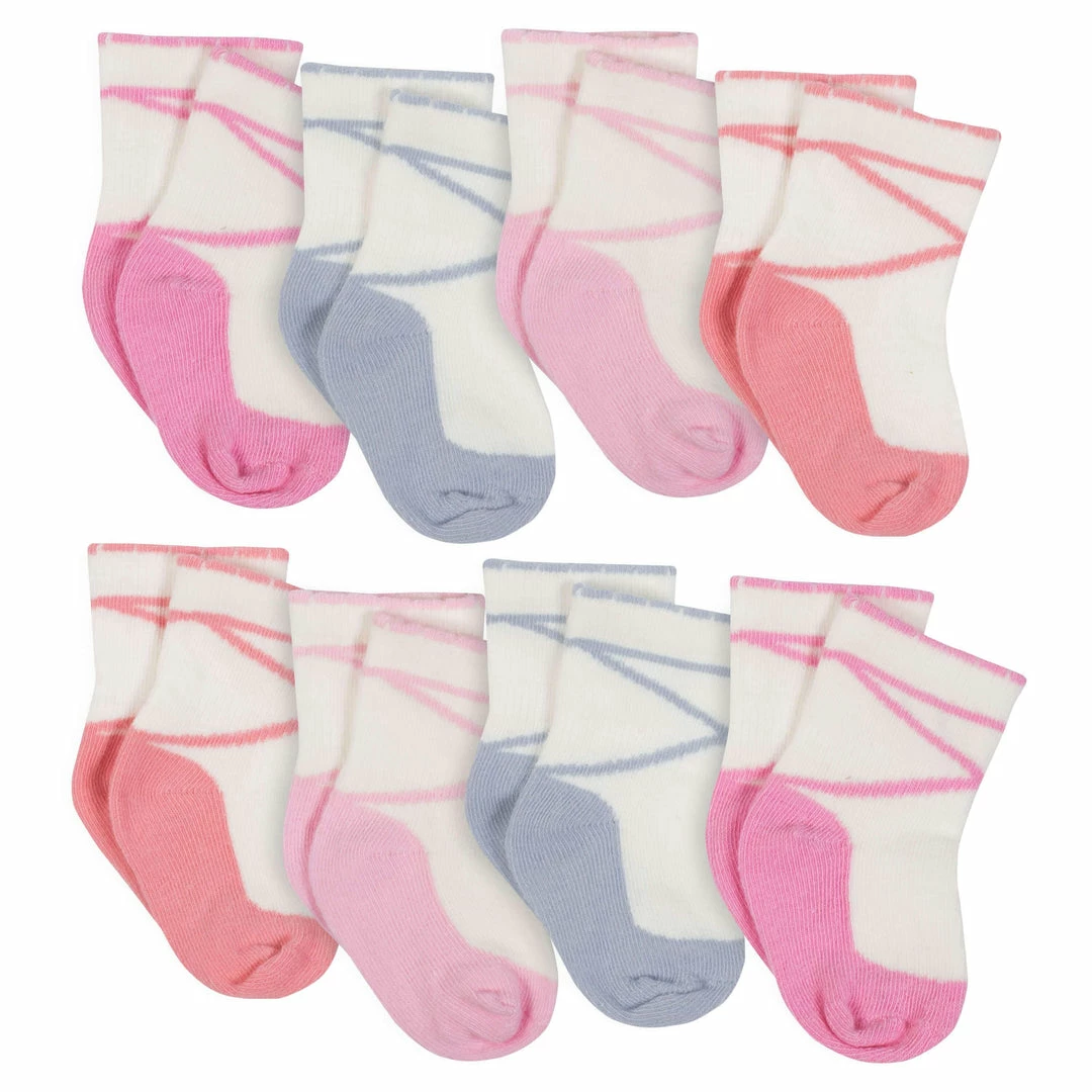 Best Sale ⭐ Gerber® BabyPreemie - 24M 8-Pack Baby 👧 Girls Ballerina Wiggle Proof® 🧦 Socks 👍 1 Gerber® BabyPreemie - 24M 8-Pack Baby Girls Ballerina Wiggle Proof® Socks