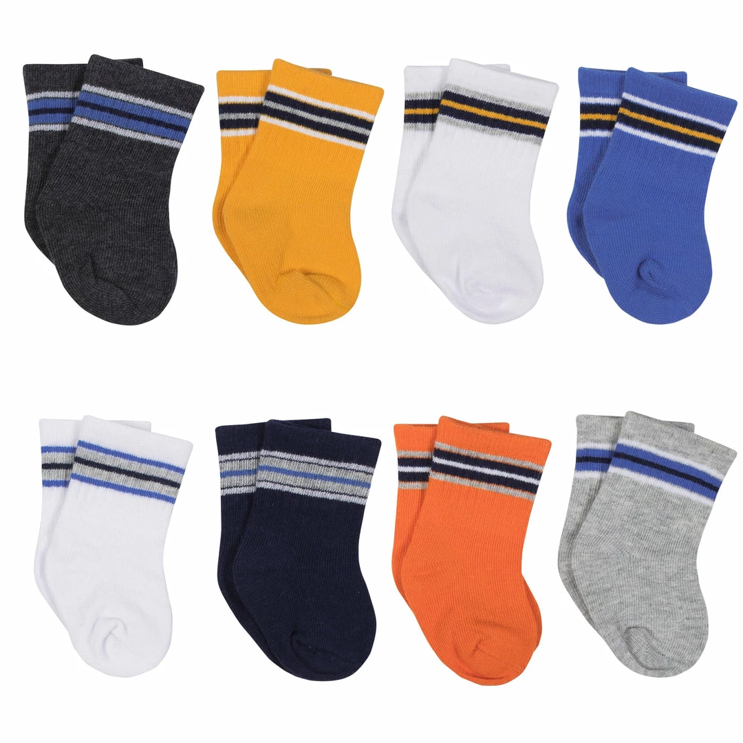 New 🛒 Gerber® 8-Pack Baby Boys Stripes Wiggle Proof® 🧦 Socks BabyPreemie - 24M 🌟 1 Gerber® 8-Pack Baby Boys Stripes Wiggle Proof® Socks BabyPreemie - 24M