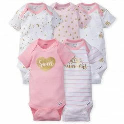 Gerber® 5-Pack Baby Girls Princess Castle Short Sleeve Onesies® Bodysuits
