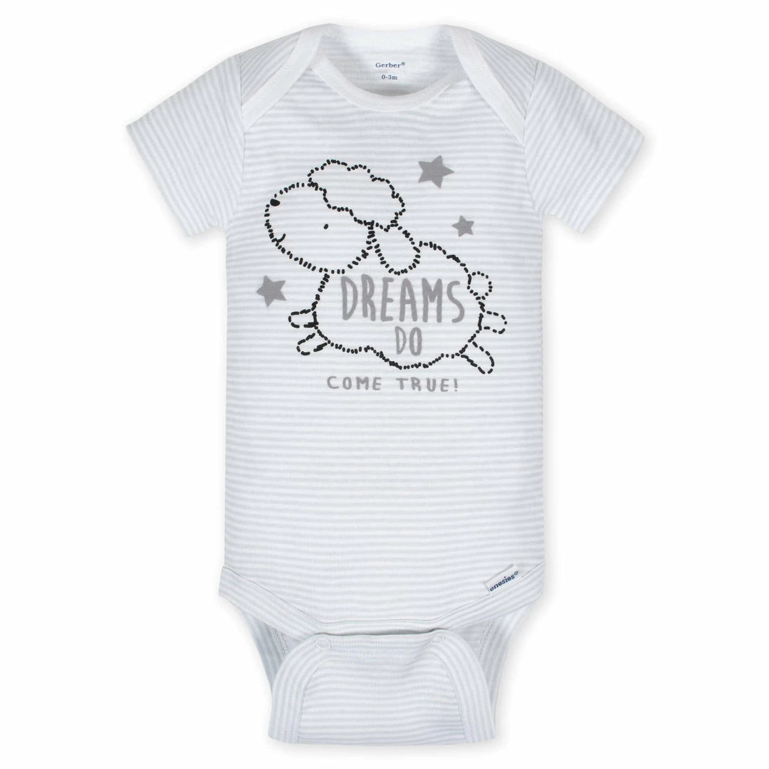 New 🔔 Gerber® 5-Pack Baby Neutral Lamb Short Sleeve Onesies® Bodysuits 🧨 6 Gerber® 5-Pack Baby Neutral Lamb Short Sleeve Onesies® Bodysuits