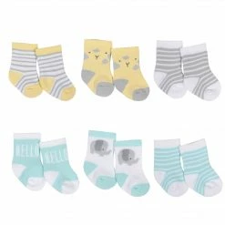 Gerber® 6-Pack Baby Neutral Elephant Wiggle Proof® Crew Socks BabyPreemie - 24M