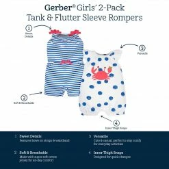 Gerber® 2-Pack Baby & Toddler Girls Vacation Vibes Rompers