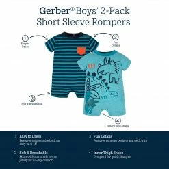 Gerber® 2-Pack Baby Boys Dino Blues Rompers See What's New