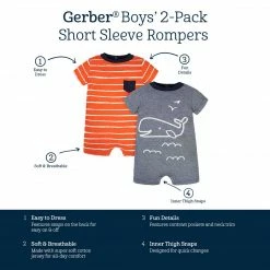 Gerber® 2-Pack Baby Boys Sea Friends Rompers See What's New