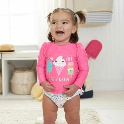 Gerber® BabyPreemie - 24M 2-Piece Baby & Toddler Girls Ice Cream Dreams Swim Bottom & Rash Guard Set