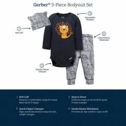 Gerber® 3-Piece Baby Boys Roaring Adventure Onesies® Bodysuit, Pant, & Cap Set