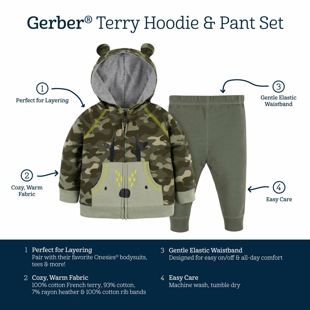 Flash Sale 👍 Gerber® 2-Piece Baby & Toddler Boys Comfy Camo Hoodie & Active Pant Set BabyPreemie - 24M 👏 7 Gerber® 2-Piece Baby & Toddler Boys Comfy Camo Hoodie & Active Pant Set BabyPreemie - 24M
