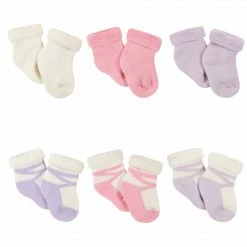 Gerber® BabyPreemie - 24M 6-Pack Baby Girls Bunny Ballerina Wiggle Proof® Terry Bootie Socks
