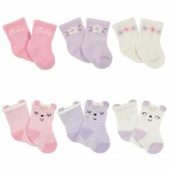 Gerber® 6-Pack Baby Girls Bunny Ballerina Wiggle Proof® Jersey Crew Socks BabyPreemie - 24M