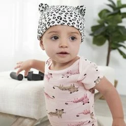 Gerber® 4-Pack Baby Girls Leopard Short Sleeve Onesies® Bodysuits BabyPreemie - 24M