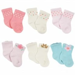 Gerber® BabyPreemie - 24M 6-Pack Baby Girls Princess Wiggle Proof® Jersey Crew Socks