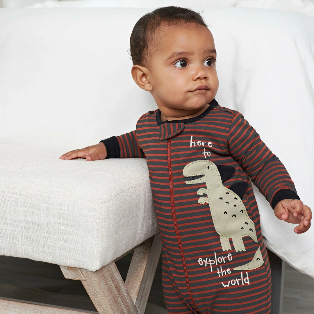 Hot Sale ✨ Gerber® Sleepwear 4-Pack Baby Boys Dino Sleep 'n Plays 🧨 2 Gerber® Sleepwear 4-Pack Baby Boys Dino Sleep 'n Plays