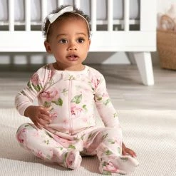 Gerber® 2-Pack Baby & Toddler Girls Rose Snug Fit Footed Cotton Pajamas