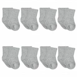 Gerber® 8-Pack Baby & Toddler Gray Heather Wiggle Proof® Jersey Crew Socks