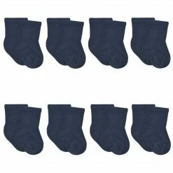 Gerber® 8-Pack Baby & Toddler Navy Wiggle Proof® Jersey Crew Socks BabyPreemie - 24M