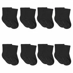 Gerber® BabyPreemie - 24M 8-Pack Baby & Toddler Black Wiggle Proof® Jersey Crew Socks