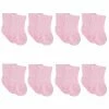 Gerber® 8-Pack Baby & Toddler Light Pink Wiggle Proof® Jersey Crew Socks