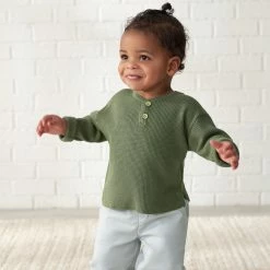 Gerber® Kids Infant & Toddler Boys Green Henley Sweater