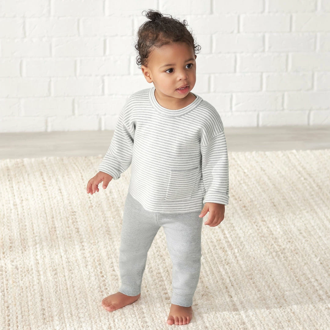 Hot Sale 😉 Gerber® Kids Infant & Toddler Neutral Gray Heather Sweater Knit Jogger BabyPreemie - 24M 🥰 2 Gerber® Kids Infant & Toddler Neutral Gray Heather Sweater Knit Jogger BabyPreemie - 24M