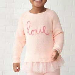 Gerber® Kids Infant & Toddler Girls Light Pink Sweater With Tulle Trim