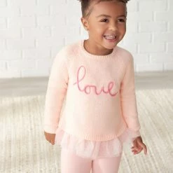 Gerber® Kids Infant & Toddler Girls Light Pink Sweater With Tulle Trim