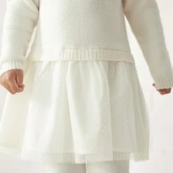 Gerber® Kids BabyPreemie - 24M Infant & Toddler Girls White Sweater Dress With Tulle Skirt