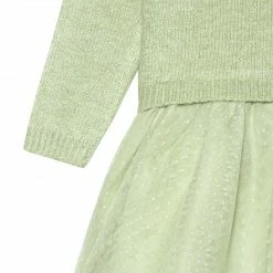 Gerber® Kids BabyPreemie - 24M Infant & Toddler Girls Green Sweater Dress With Tulle Skirt